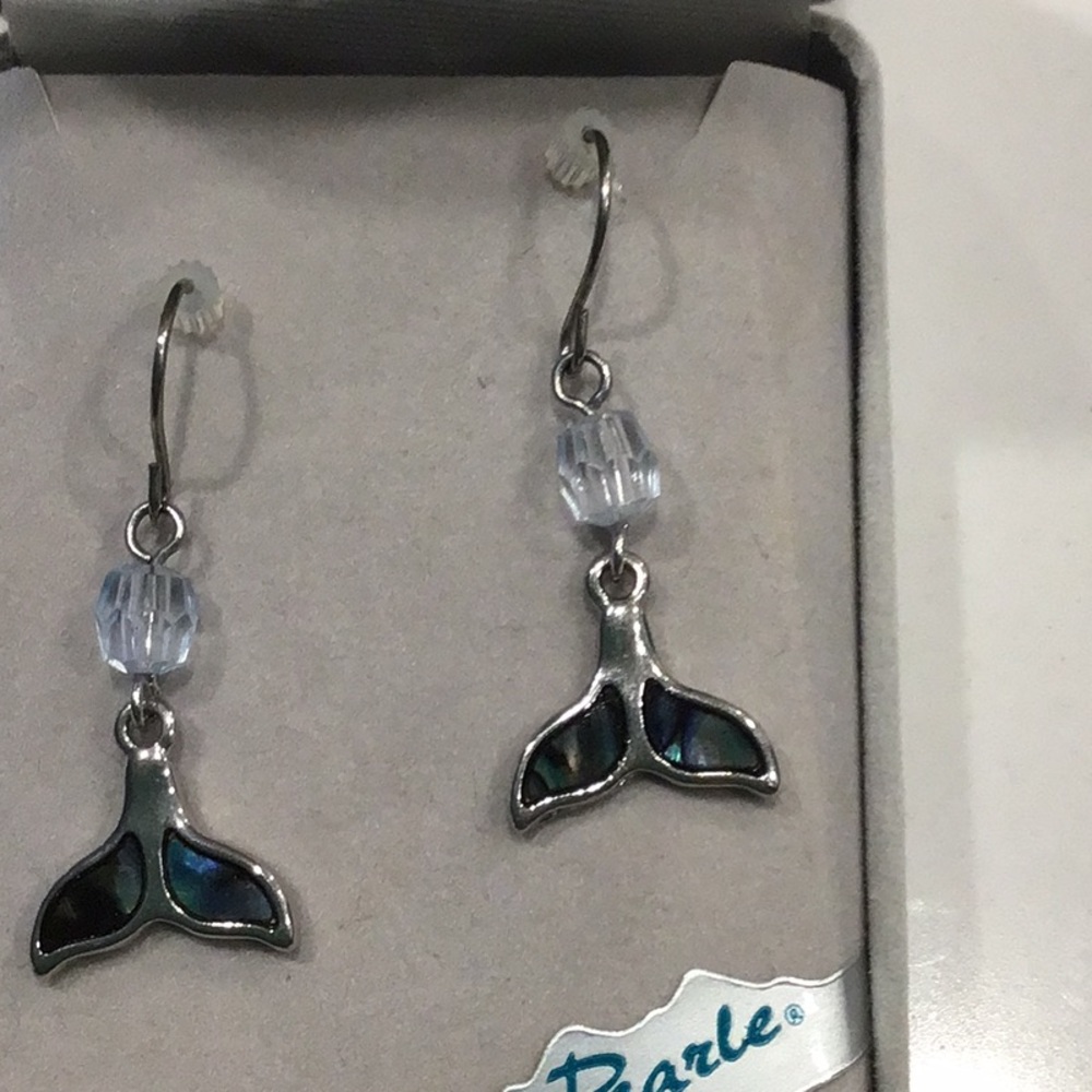 Whale Tail Silver Earrings - Picture 2 of 3